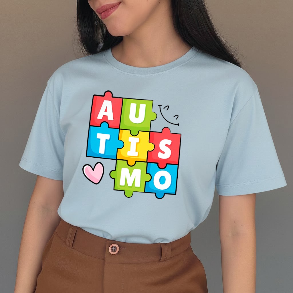 Camiseta Conscientização Autismo | Estampa Inclusão TEA | Cores Variadas | Tamanhos P ao GG | 100% Algodão | Confortável