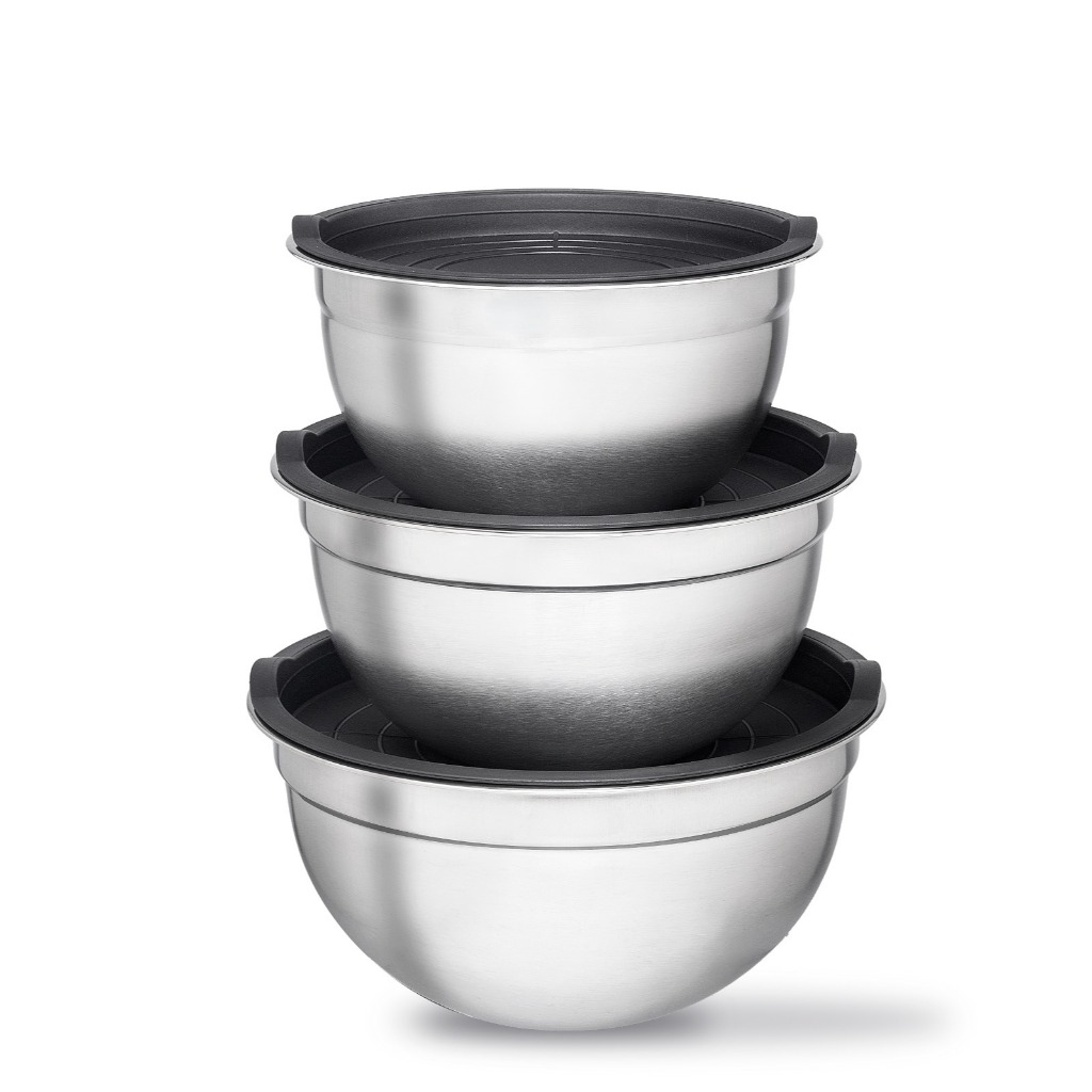 Conjunto De Bowls Tigela de Inox Com Tampa Bumper