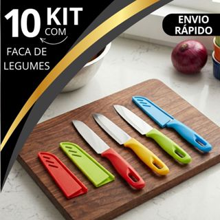 kit 1/3/6/10 Faca Afiada Lâmina Aço Inox cozinha com Capa de proteção Resistente em Oferta na Shopee