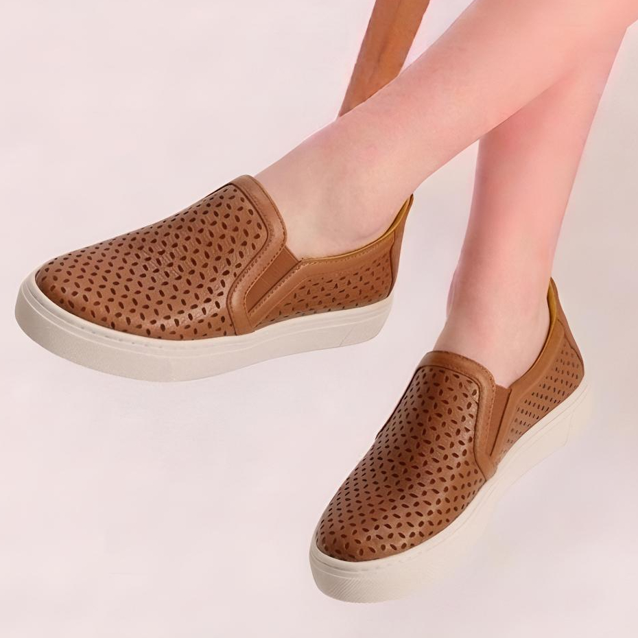 Slip On Caramelo Feminino Calce Rápido Básico Casual Confortável Para o Dia a Dia Via Bella