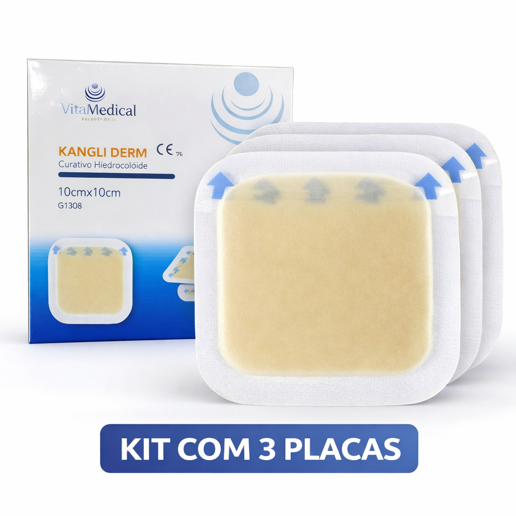 CURATIVO HIDROCOLOIDE PROTEÇÃO FERIDAS EVITA ESCARAS TAMANHO 10X10CM KIT 3 PLACAS