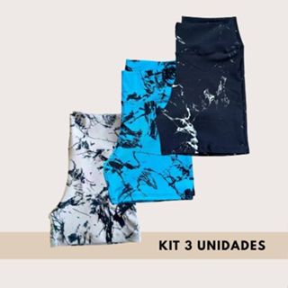 Kit 3 Shorts Academia Feminino Fitness Marmorizado Cintura Alta Corrida em Oferta na Shopee