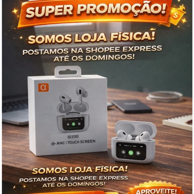 Fone De Ouvido Sem Fio Tela Touch com cancelamento de ruído Bluetooth Original A'Gold FN-BT43