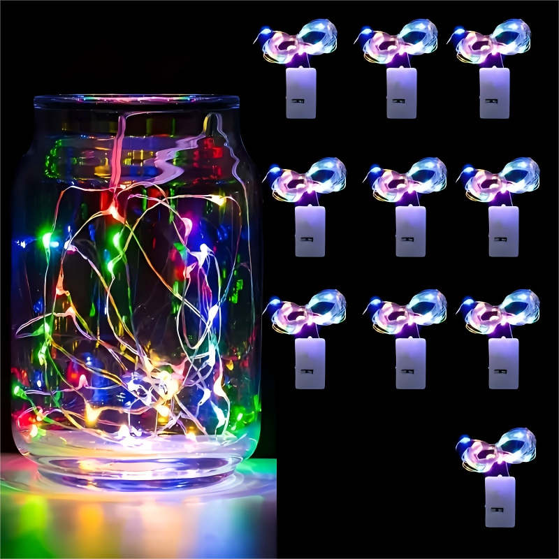 Kit 10 Corda De Luz Fio De Fada 2M Colorido/Branco Quente Com Luzes Led Fada Casa e Decoração Lluminação