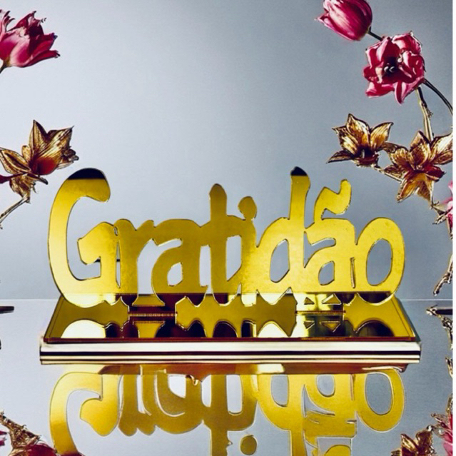 Palavra Decorativa Gratidão Espelhada Dourado - Acrílico Espelhado - Decoração
