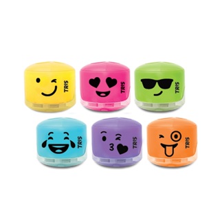 Apontador Duplo com Depósito Emotion Cores Material Escolar Papelaria Fofa e Criativa Kawaii Tris em Oferta na Shopee