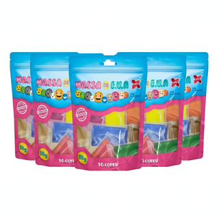 Kit 5 Massa De EVA Make 50g 10 Cores Massinha Modelar Atóxica Macia Artesanato Escolar Não Gruda