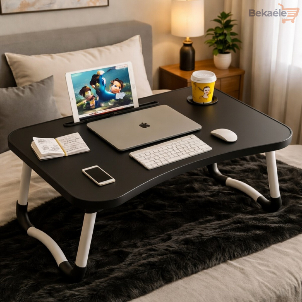 Mesa Portátil Dobrável para Notebook Cama Sofá Home Office Ergonômica Multiuso com Porta Copo