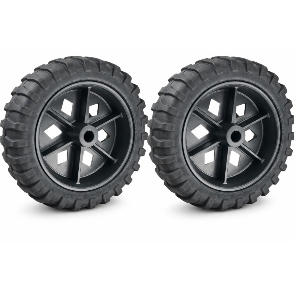 Conjunto 2 Rodas em PP 514 Pneu em Composto Plastico Furo Passante 1/2" p Carrinho de Feira, Carga - PPC514F12
