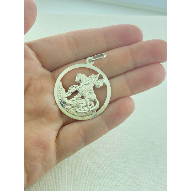 Pingente Medalha de São Jorge Prata 925