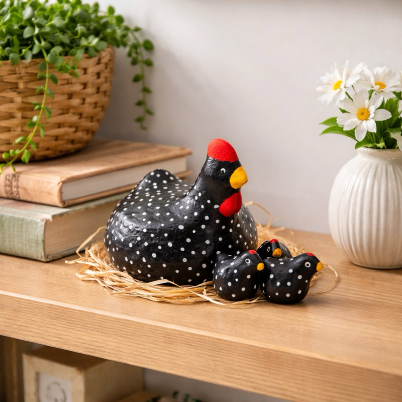 Mini Galinha de Barro Decorativa Kit Presente Artesanal Pintado à Mão Decoração| Área Gourmet Lembrancinha Criativa em Oferta na Shopee
