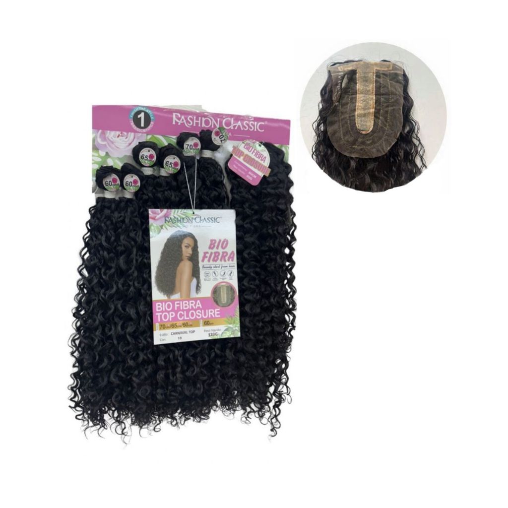 Cabelo Carnaval Fashion Classic  Topo Closure Fibra Bio Orgânica Premium Natural Volume Alto Pronto para Uso