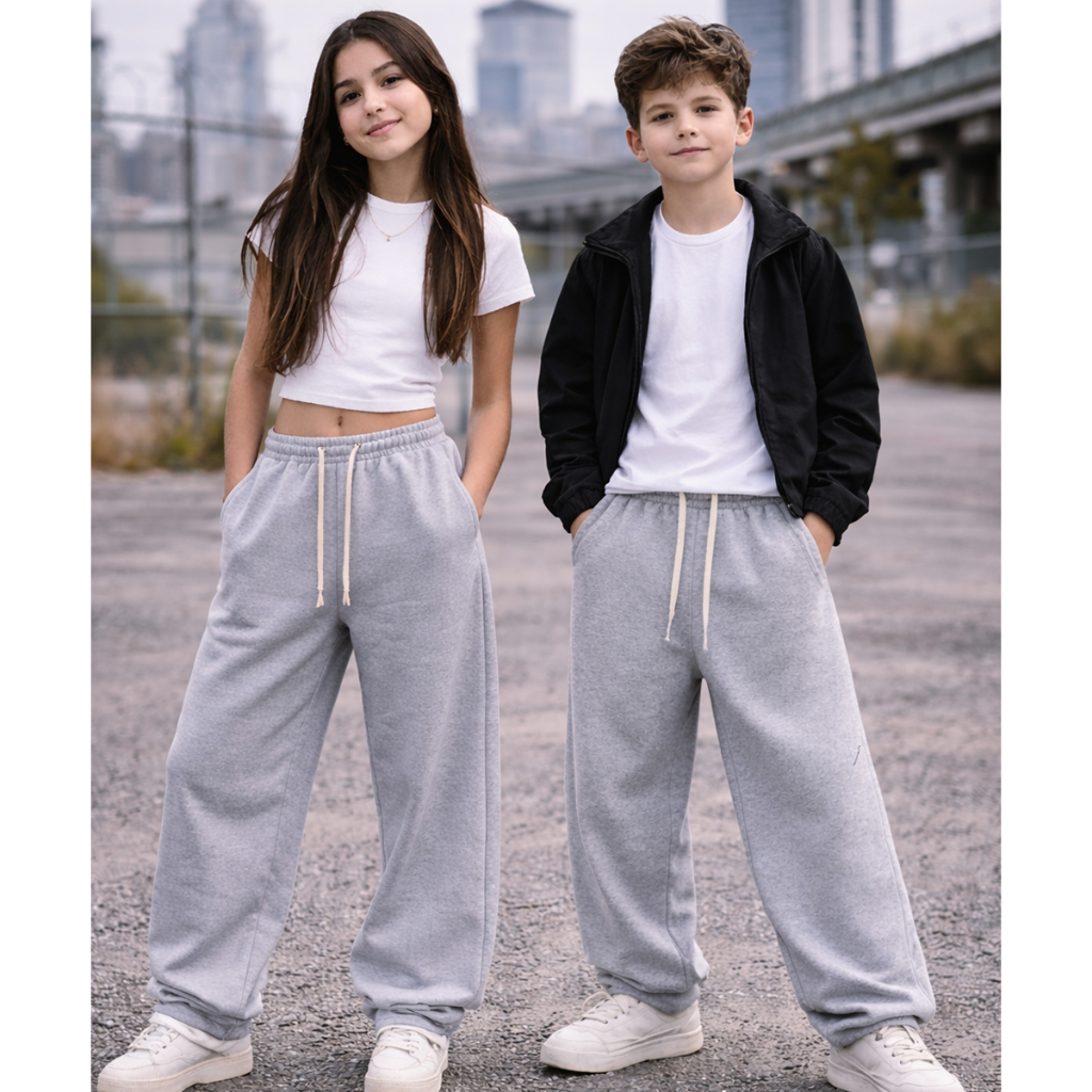 Calça Infantil Moletom Streetwear Larga Confortável Menino Menina
