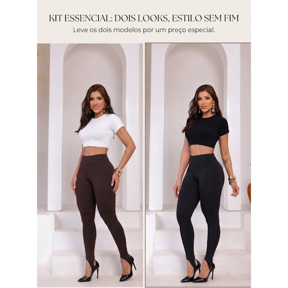 Kit 02 Calças Legging Flanelada Pezinho Calça Fuso Peluciada Envio 24HS