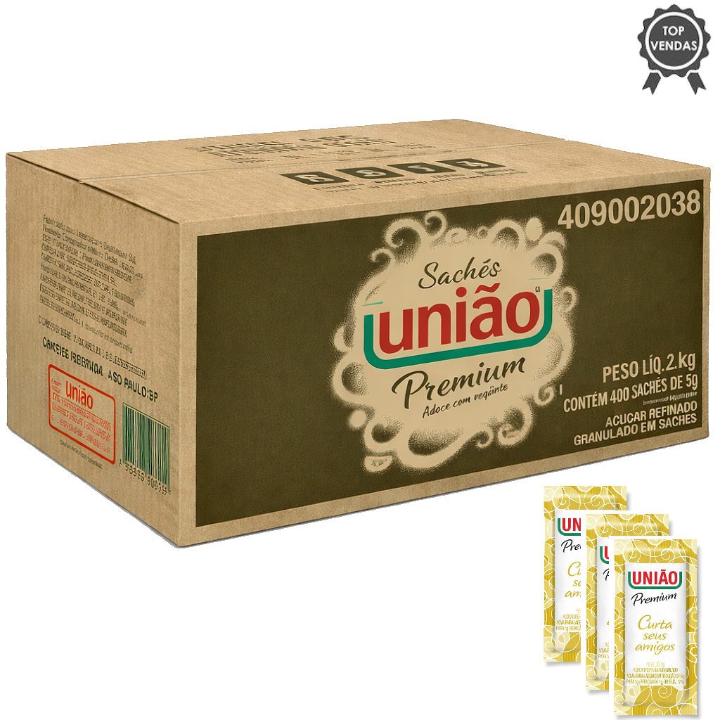 Açúcar sachê granulado União refinado c/400 unidades