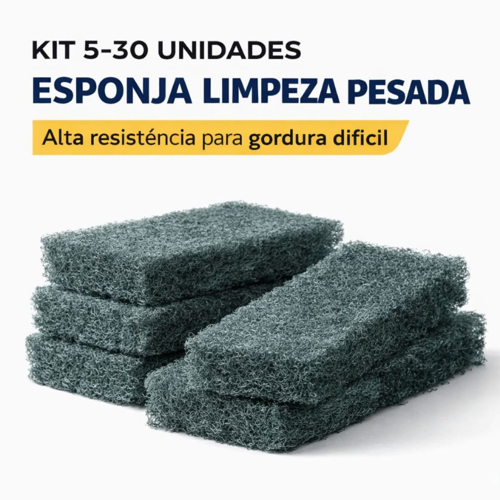 Kit 5-30 Esponja Limpa Churrasqueira Fibra Abrasiva Limpeza Pesada Grelha