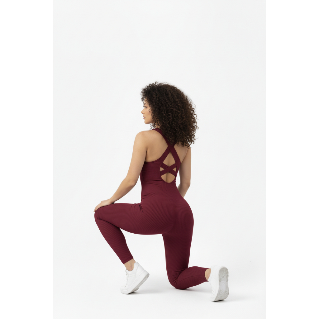 Macacão Longo Feminino Costa Aberto X Fitness Academia Para Treino