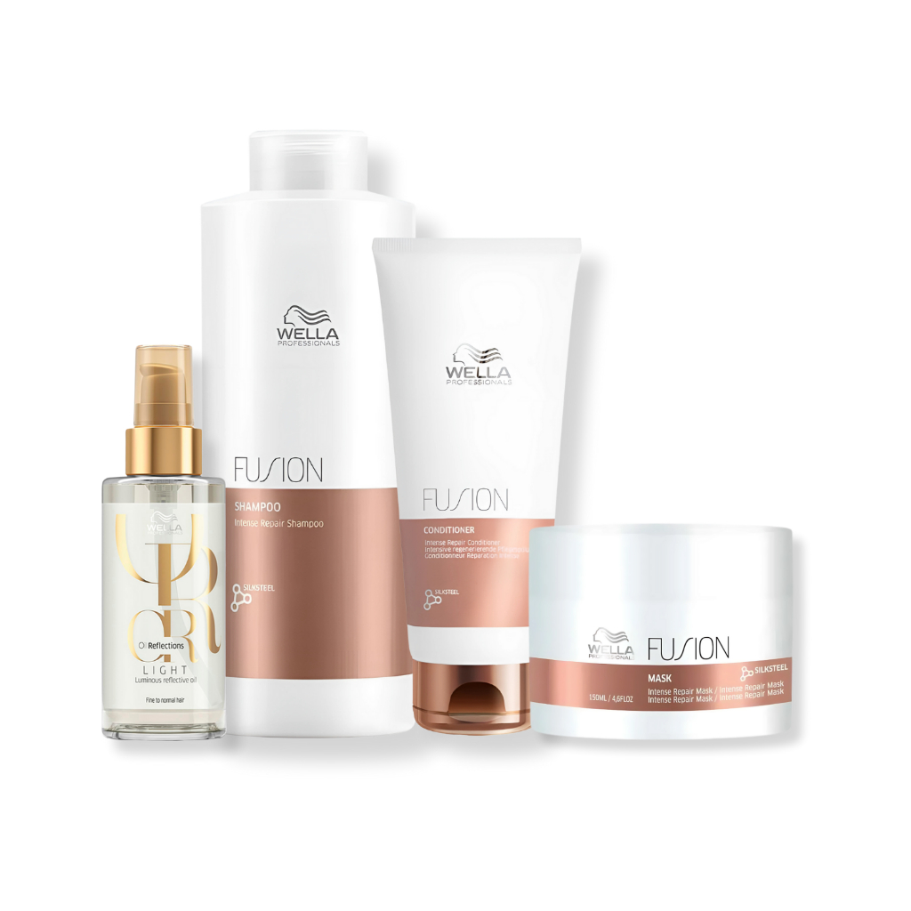 Wella Professionals Fusion - Shampoo 1L + Condicionador 200ml + Máscara 150ml + Óleo Light 100ml