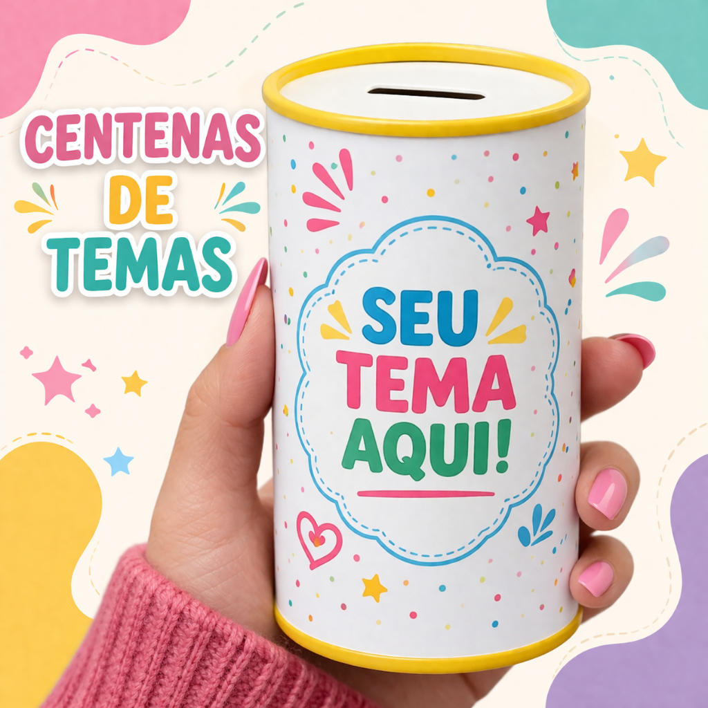 Rótulo para Cofrinho 10x6 Personalizado – Aniversário, Infantil, Eventos, Lembrancinhas, Aniverário, Qualquer Tema