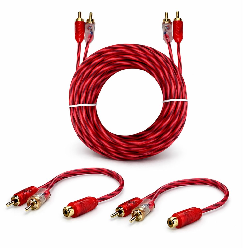 Kit Cabo Rca 5mts + 2 Y 2m1f Semi Blindado Cristal Bronze Audio e Video