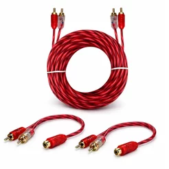 Kit Cabo Rca 5mts + 2 Y 2m1f Semi Blindado Cristal Bronze Audio e Video