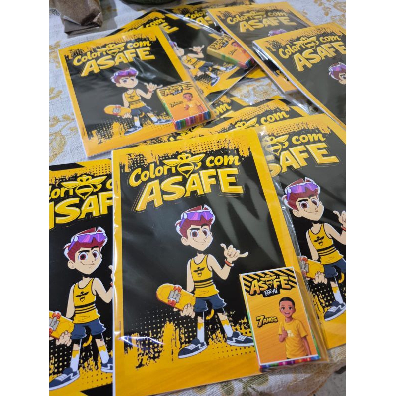 Kit Colorir Personalizado Tema Asafe – Livreto Infantil + giz de cera | Lembrancinha de Aniversário