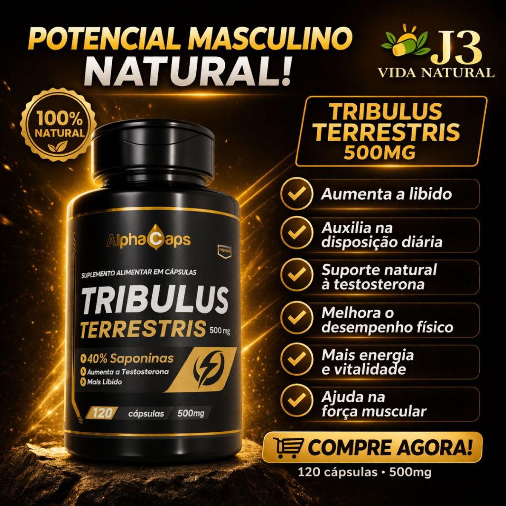T-R-I-B-U-L-U-S PREMIUM - 100% NATURAL- 120 CÁPSULAS 500MG em Oferta na Shopee