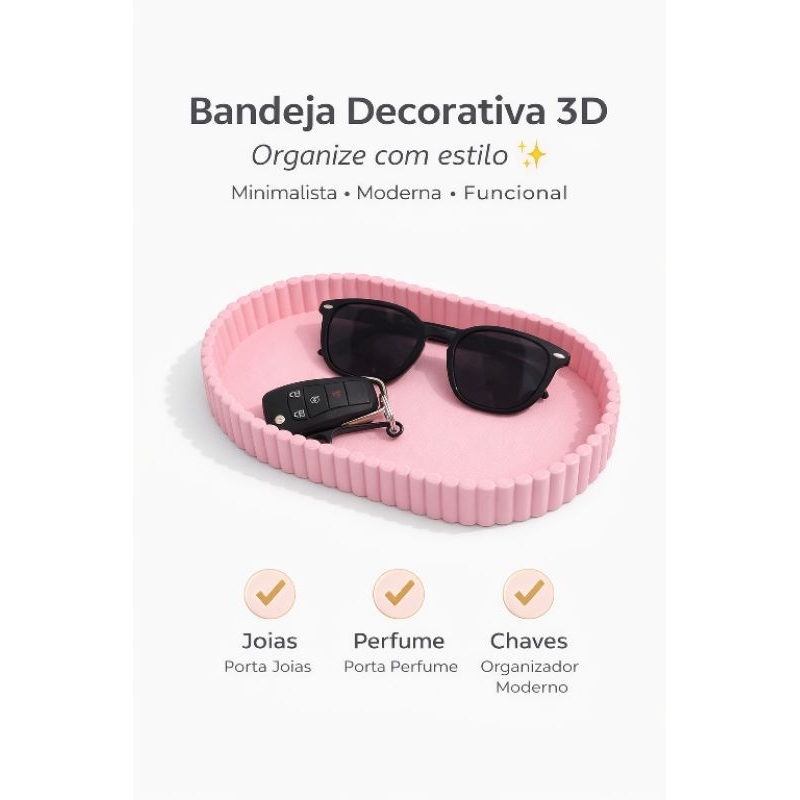 Bandeja Organizadora Porta Chaves e Joias Decorativa Minimalista