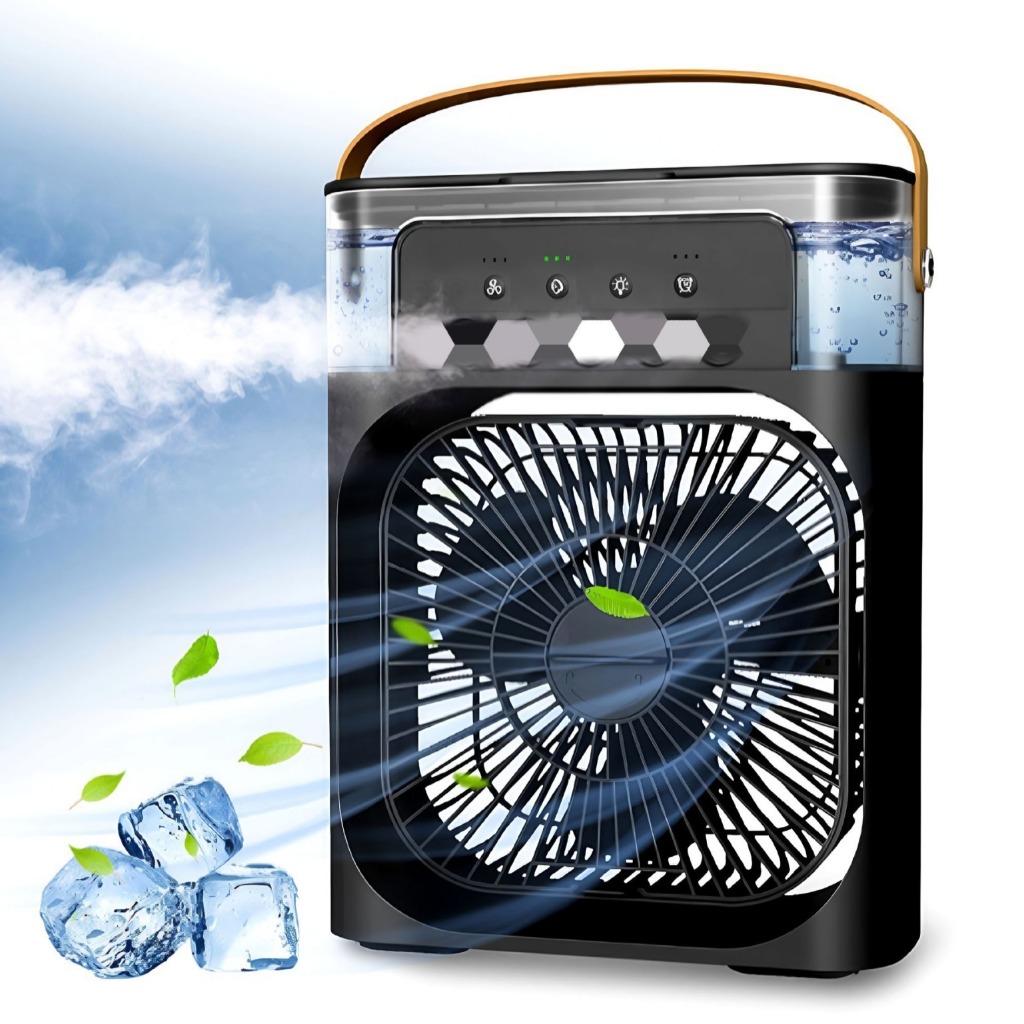Mini Ventilador de Mesa com Névoa Refrescante e Reservatório de Água – USB Portátil para Casa e Exteriores