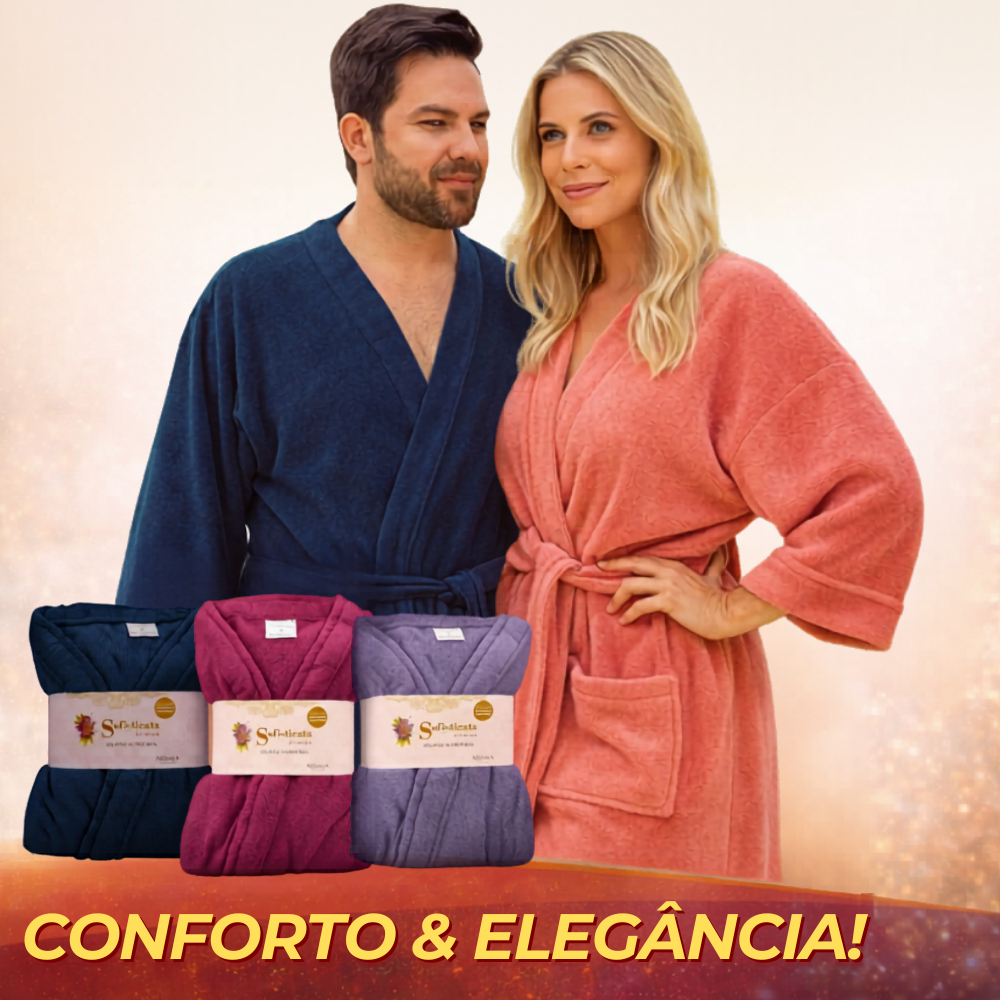 Roupão Unissex Quentinho Microfibra Super Fofinho Diversas Cores Manga Curta Presente Dia das Mães