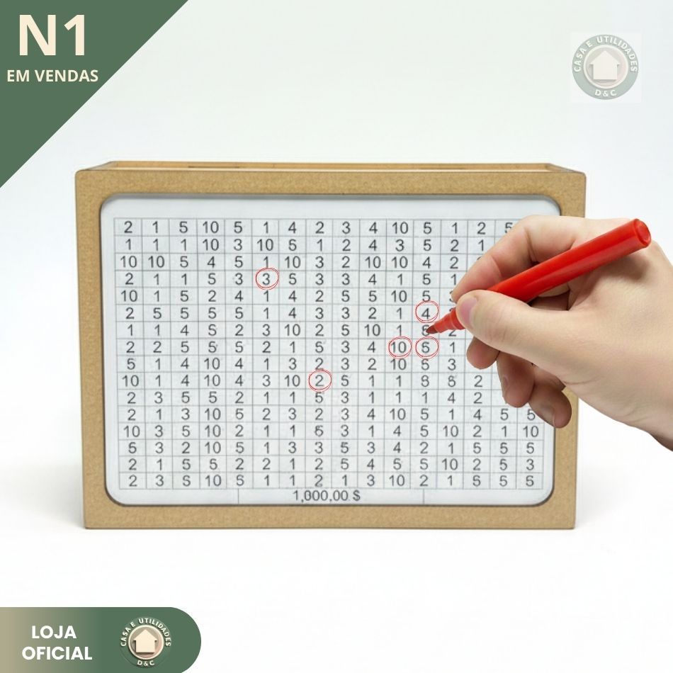 Cofre Desafio 5Mil/10Mil/20Mil /1MIL Caixa Dinheiro MDF Método Japonês Poupança Depósitos Cofrinho em Oferta na Shopee