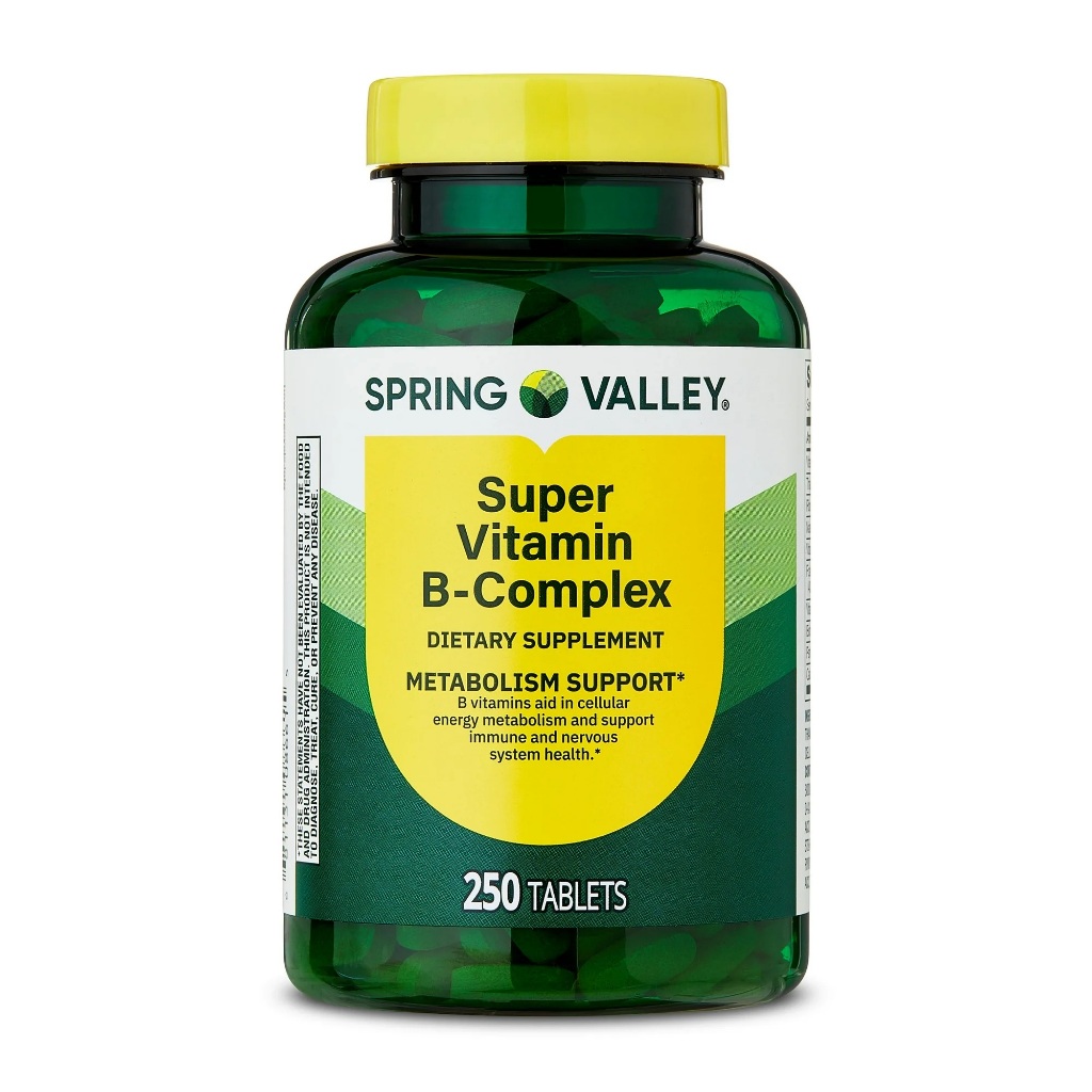 SUPER VITAMIN B COMPLEX SPRING VALLEY 250 TABLETES IMPORTADO EUA