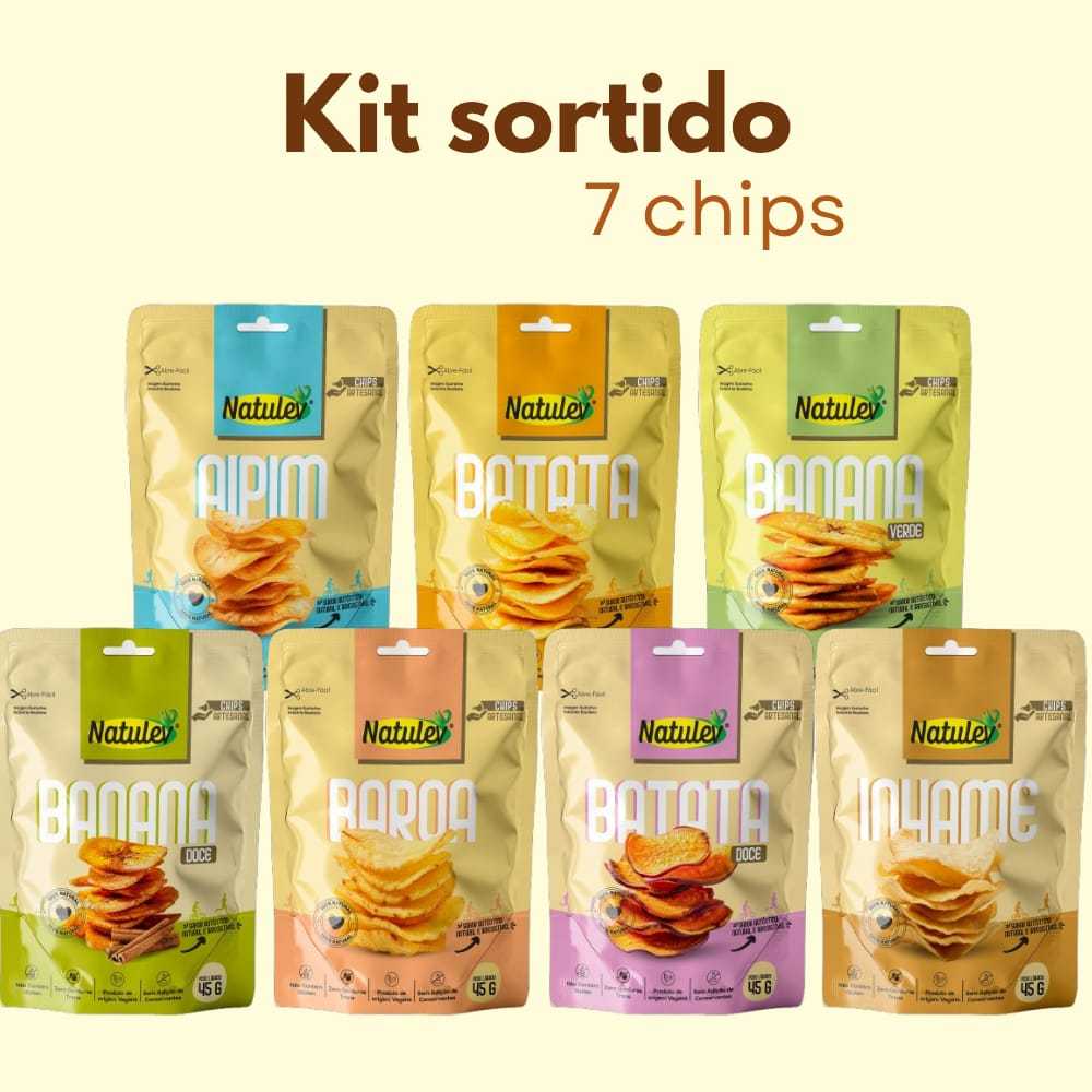 Kit Chips Naturais – Sortido Batata Natulev | 7 Unidades | Sem Glúten e 100% Natural