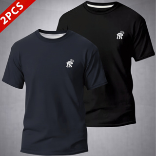 Kit 2 Camisetas Masculinas Slim Fit Camisa 100% Algodao Básica NY New York OFERTA em Oferta na Shopee