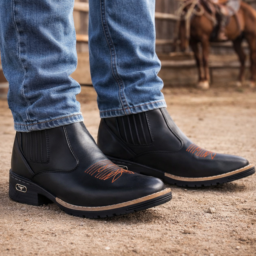 Bota Botina Country Texana RodeioMasculina sintetico de alta qualidade Estilo, Bordado Exclusivo