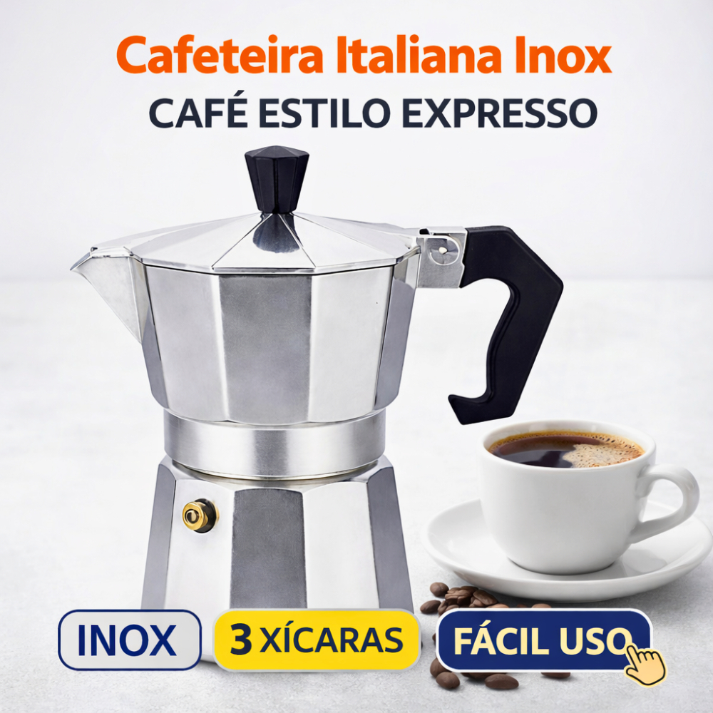 Cafeteira Italiana Inox 3 Xicaras Capacidade Compacta Design Classico Cafeteira Espresso Manual
