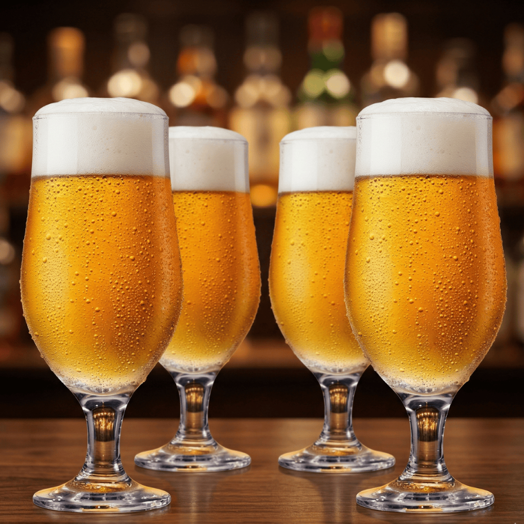 Taças Para Cerveja Jogo de Taças Para Chopp e Cerveja 4 Peças de Vidro 330ml Ruv