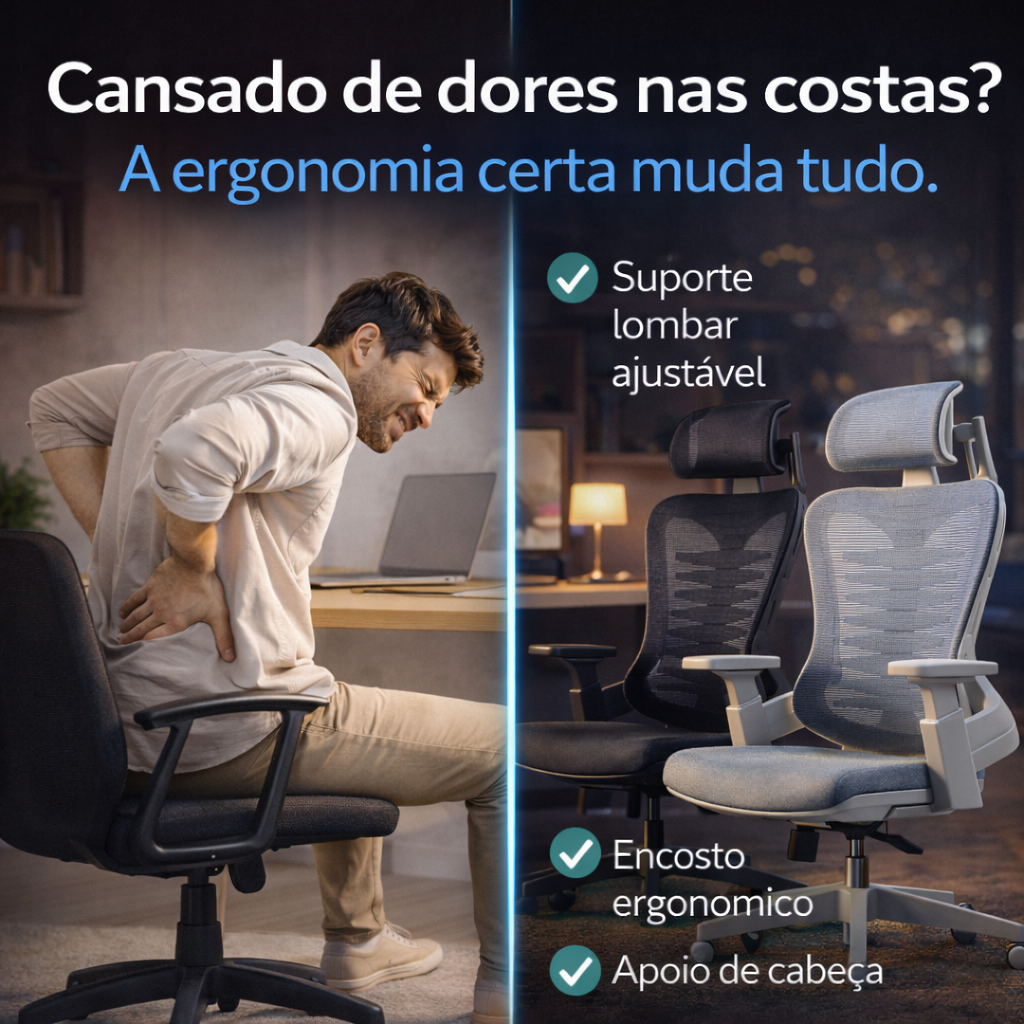Cadeira Escritório Presidente Bio Ergonômica Suporte Lombar Cabeça Ajustável Sistema Relax Preta · foto 2