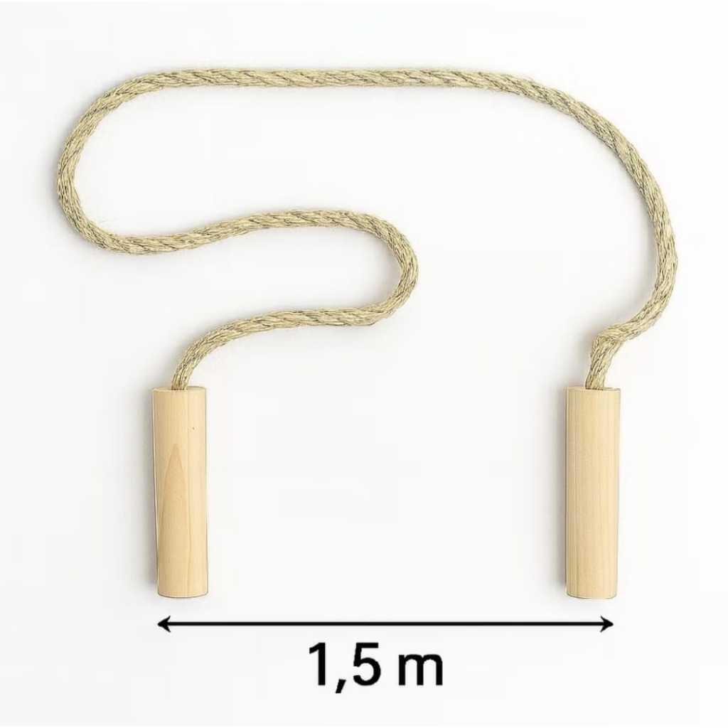 Kit 30 Pula Corda Infantil Atacado Cabo Madeira Sisal Brinquedo Tradicional Lembrancinha Festa Prenda Escolar 1,5 metros — imagem 2 de 2