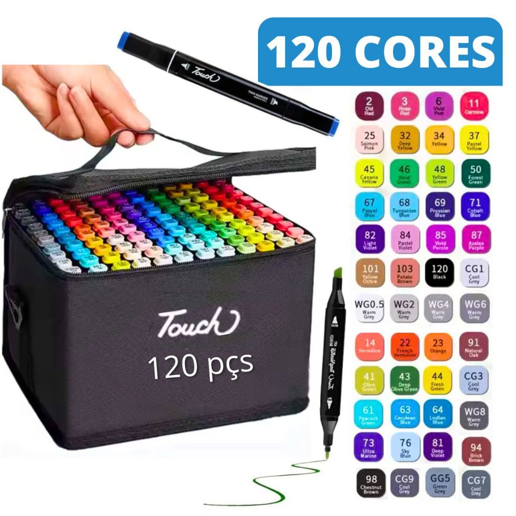 Kit 24-120 Canetinhas Bobbie Goods Varias Cores Ponta Dupla Colorir