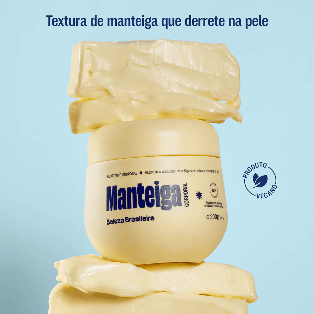 Manteiga Hidratante Corporal 200g Pele Seca Ressecada Nutrição Intensa Hidratação 24h Beleza Brasileira — imagem 2 de 2