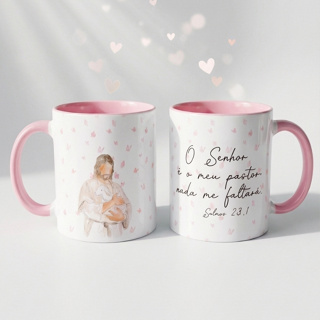 Caneca Personalizada Com Mensagem Cristã: O Senhor É Meu Pastor E Nada Me Faltará - Salmos 23:1 Jesus E Ovelha Borboleta em Oferta na Shopee