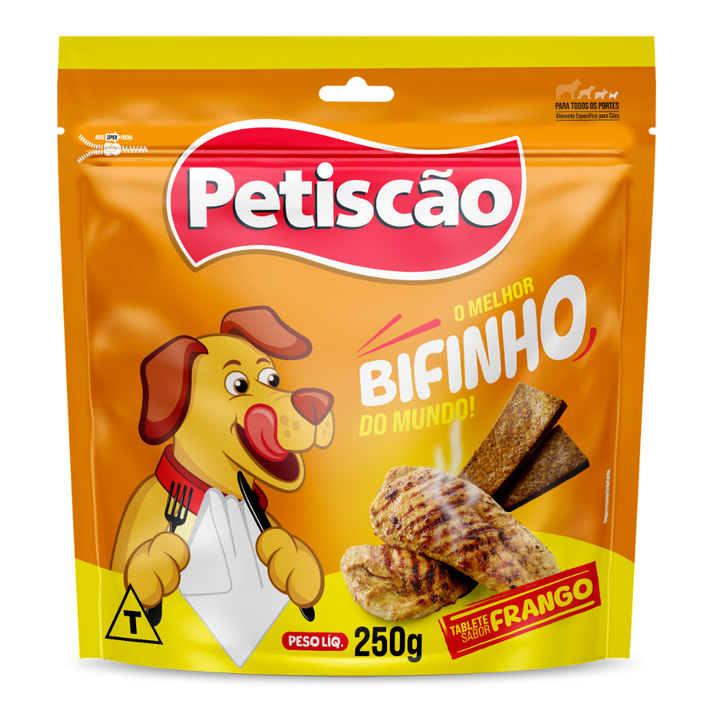 Bifinho Petisco Sabor Frango para Cães Petiscão 250g