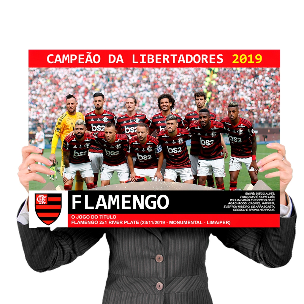 Pôster GRANDE Flamengo Campeão da Libertadores 2019 - Plastificado Premium