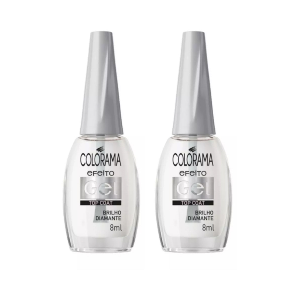 Kit 2 Esmaltes Colorama Efeito Gel Top Coat Brilho Diamante 8ml