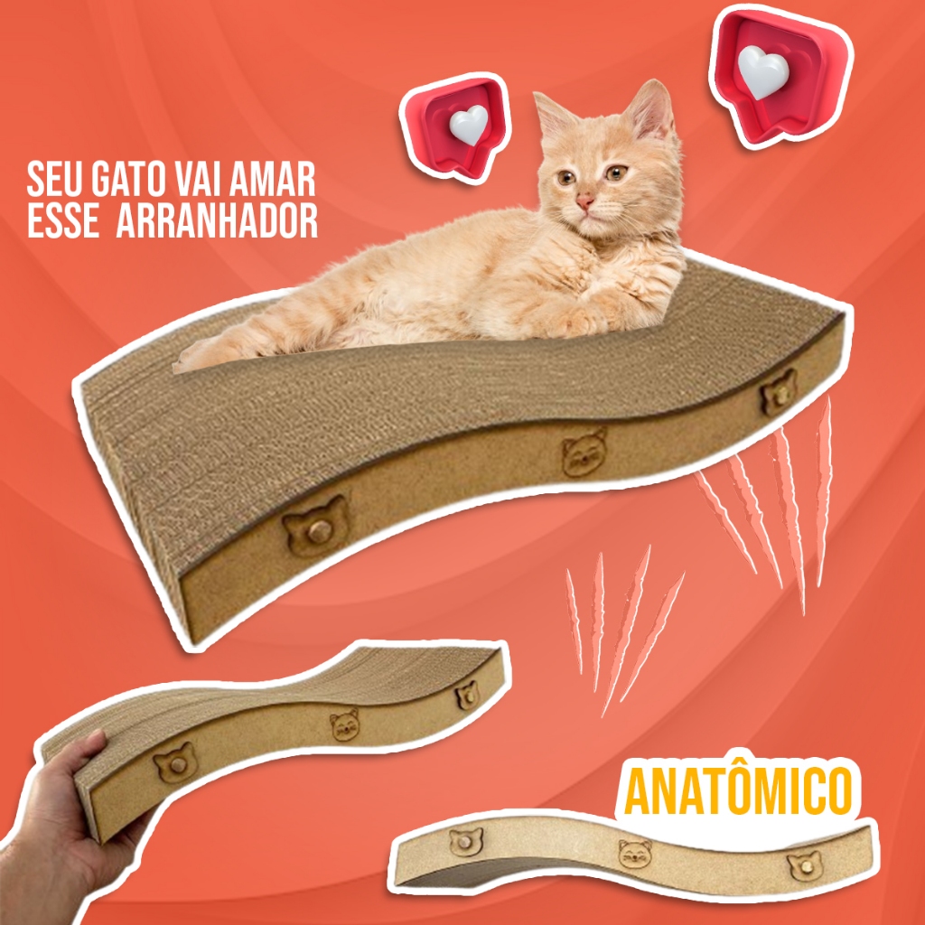 Arranhador Gato Antiestresse Resistente de Papelão e MDF
