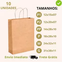 Sacola Papel Kraft | Pacote de 80g com 10 Unidades