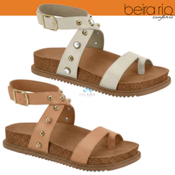 Sandália Feminina Beira Rio Papete Tratorada Aplicações Tachas Original