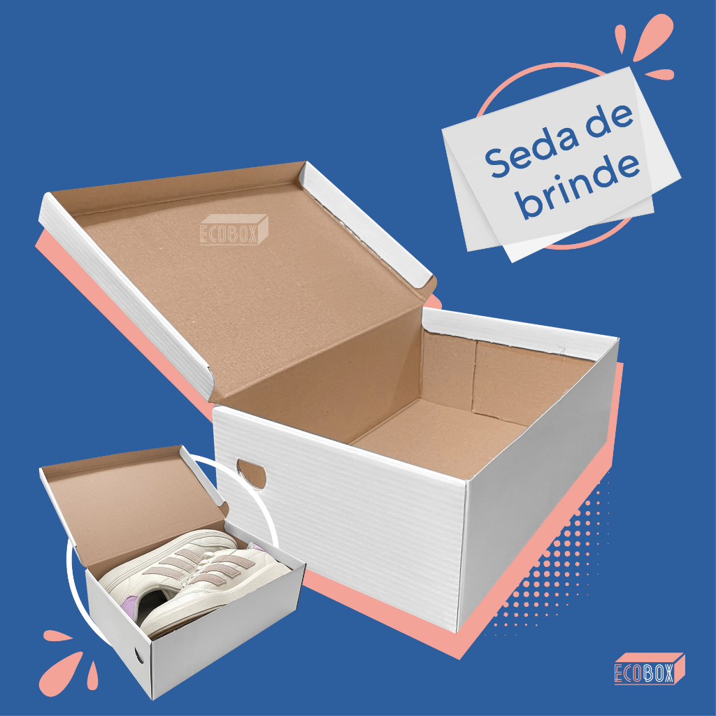 Kit 10 Caixas de Papelão Para Sapato Calçado Feminino Sandália 28x18x9,5cm Com Papel de Seda Incluso