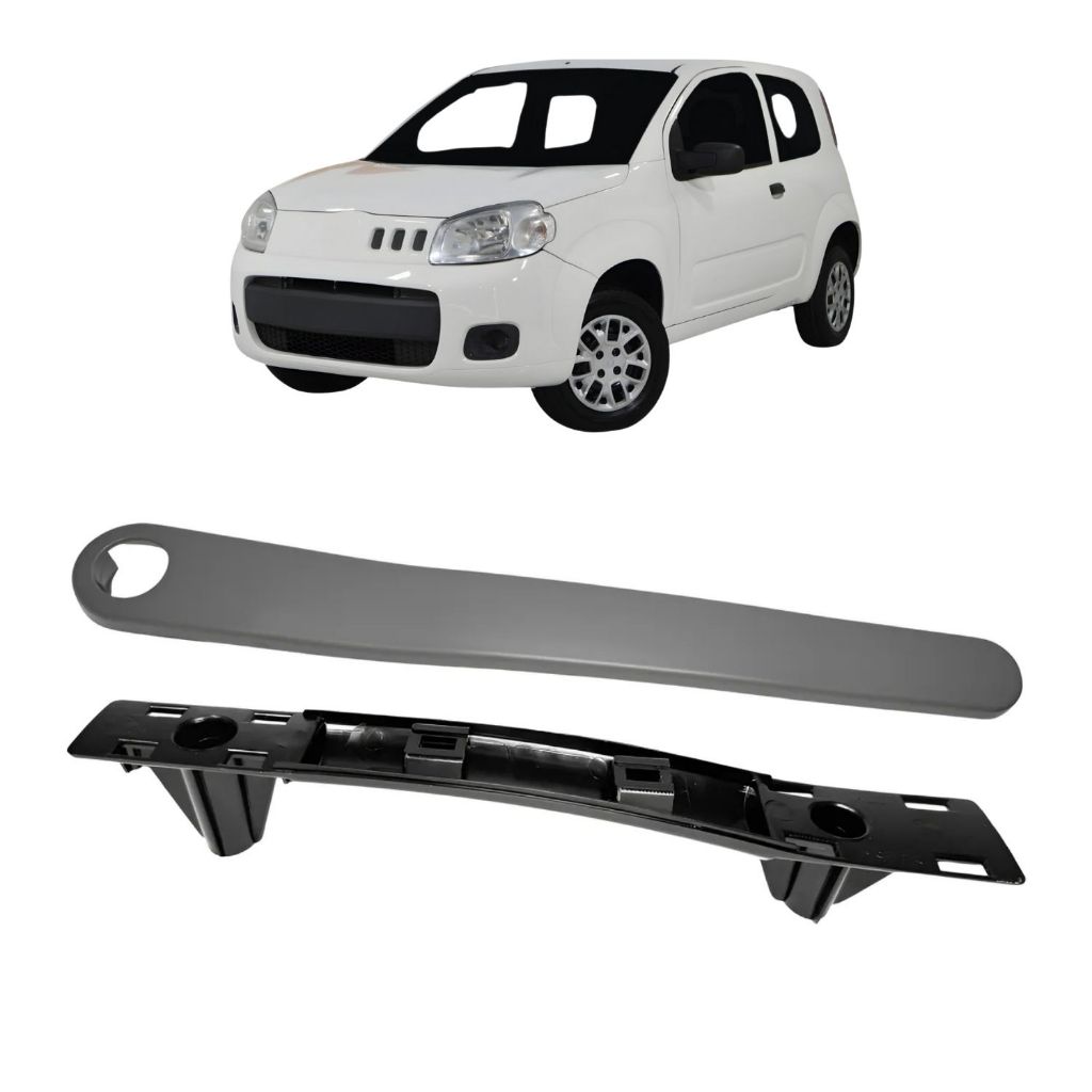 Kit 2 Peças Moldura Puxador Manual Uno 2 Portas 2010 a 2015 Cinza/Preto